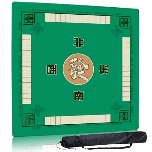 Mahjong Mat,Non-Slip and Noise Reducing Portable Mahjong Accessories | 31.5" x 31.5" with a Carrying Bag,Game Table Mat for Board Games, Card Games, Dominoes - color: Green