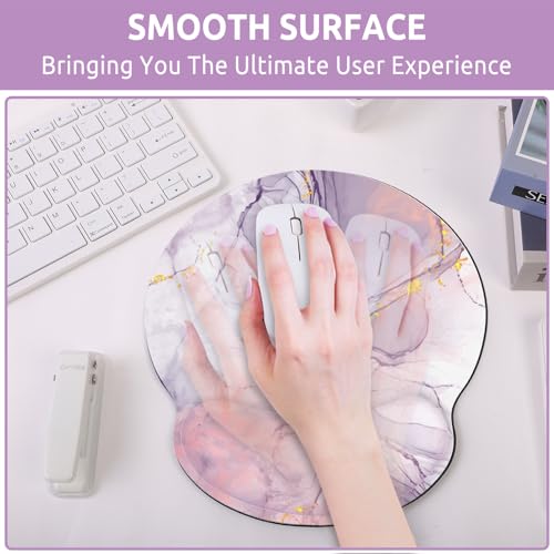 KONVINIT Ergonomic Mouse Pad with Wrist Rest, Purple Mousepad with Non-Slip Rubber Base and Smooth Surface, Small Mouse Pads for Desk, Office Desk Accessories - color: Marble