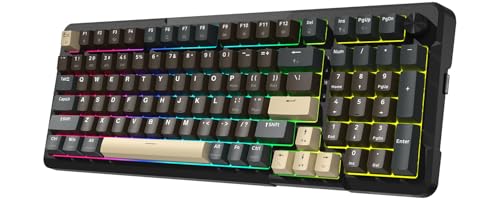 Redragon K742 Wireless Mechanical Gaming Keyboard with Knob, Bluetooth 5.0/2.4GHz/USB C Wired Creamy Keyboard with Number Pad for PC Computer, RGB Backlits, Hot-Swappable with Linear Switches (Brown) - color: Brown