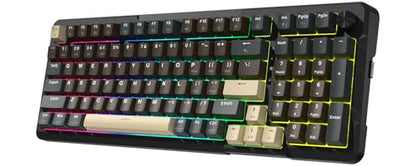 Redragon K742 Wireless Mechanical Gaming Keyboard with Knob, Bluetooth 5.0/2.4GHz/USB C Wired Creamy Keyboard with Number Pad for PC Computer, RGB Backlits, Hot-Swappable with Linear Switches (Brown) - color: Brown