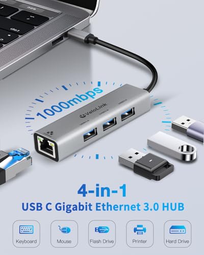 USB to Ethernet Adapter,Ethernet to USB,USBA to RJ45 for Nintendo Switch 2,Gigabit Ethernet Adapter, LAN Network for Laptop, MacBook,Chromebook,Surface, Desktop,PC and More (USBC with 3.0hub) - size: USBC with 3.0hub