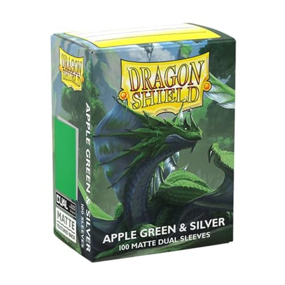 Dragon Shield | Matte Dual Standard Size Card Sleeves | 100ct - Smooth & Tough Premium TCG Sleeves - Compatible with Pokemon, One Piece, and Magic: The Gathering | Apple Green & Silver - color: Apple Green & Silver