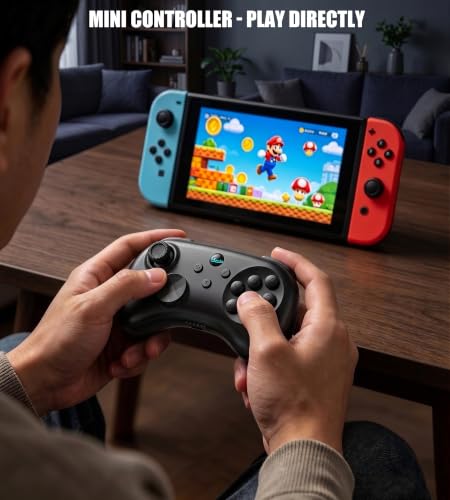 Wireless Fighting Controller for iOS/Android/Switch/PS4/PS3/PC, 6-Button Layout Bluetooth Controllers Retro Gamepad with Hall Joystick/Hall Trigger/Turbo/Programming Key for SEGA’s Classic Games,Black. - color: Black