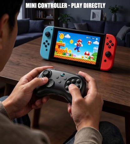Wireless Fighting Controller for iOS/Android/Switch/PS4/PS3/PC, 6-Button Layout Bluetooth Controllers Retro Gamepad with Hall Joystick/Hall Trigger/Turbo/Programming Key for SEGA’s Classic Games,Black. - color: Black