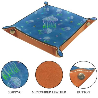 Sea Jellyfish Dice Tray PU Leather Dice Rolling Tray Folding Dice Holder for Dice Games, Like RPG, DND and Other Table Games - color: Multi 1