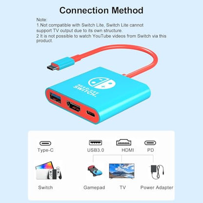 Belcompany 3-in-1 Switch Dock for Nintendo Switch Dock Station to TV,100W PD Fast Charger & 4K HDMI Connection Adapter USB 3.0 Port,Switch Portable Dock Compatible with Switch OLED/Steam Deck/MacBook