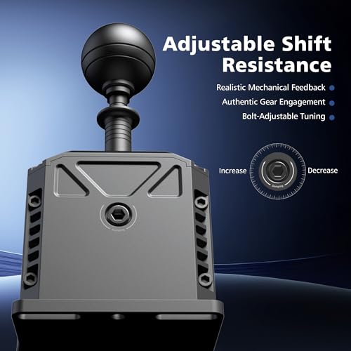 PXN SF SH Sim Racing Shifter, H-Pattern & Sequential Dual Mode | Hall Effect Sensor, Aluminum Alloy Body, 6+2+R Gears, Adjustable Resistance, Compatible with PC & PXN Racing Wheel Base