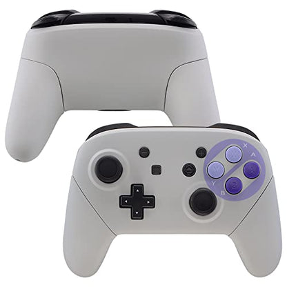 eXtremeRate Classics SNES Style Soft Touch Faceplate Backplate Handles for Nintendo Switch Pro Controller, DIY Housing Shell Grip and Buttons for Nintendo Switch Pro - Controller NOT Included - color: Classic SNES Style