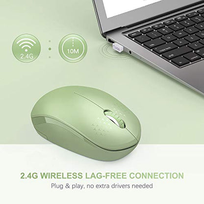 seenda Wireless Mouse, 2.4G Noiseless Mouse with USB Receiver Portable Computer Mice for PC, Tablet, Laptop with Windows System (Olive Green) - color: Olive Green
