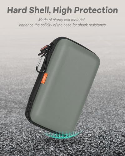 Gray-Green Hard Shell Carrying Case for External Hard Drive,Travel Case | Hard Disk, Power Bank, Charger, Cable, Cell Phone, Electronic Accessories, Larger Capacity Storage Pouch ,Shockproof - color: Gray-Green