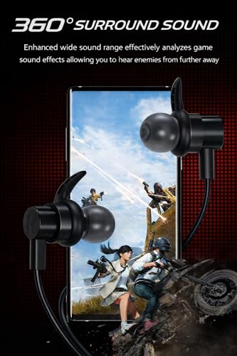 Wired Gaming Earbuds with Mic, Noise Cancelling USB C in-Ear Headphones for iPhone, Android, Xbox One, PS4, Switch, Extra Bass Shark Fin Design, Extra Bass for Sport Sleep Workout (Black)