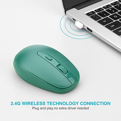 Rii Wireless Mouse RM700 2.4G Silent Computer Mouse with USB Nano Receiver for Laptop,PC,Mac,Chromebook,Windows (Green) - color: GREEN