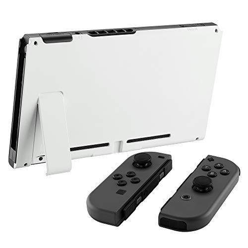 eXtremeRate White Console Back Plate for Nintendo Switch, DIY Replacement Housing Shell Case for Nintendo Switch Console with Kickstand [Only the Backplate, NOT the Console] - color: White