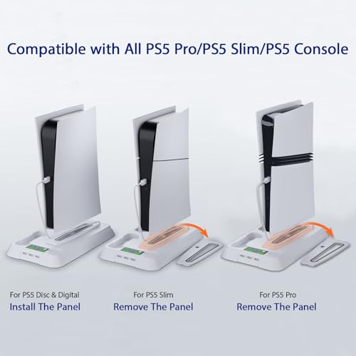 PS5 Cooling Station and PS5 Stand with Controller Charging Station for PS 5 Console - color: white