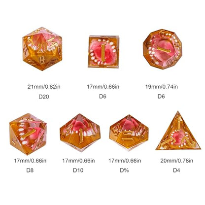 7PCS Tooth Monster Dice Set,Handmade Sharp Edge Dice Set D&D RPG Polyhedral Die,for Dungeons and Dragons TTRPG Games Roleplaying Games Pathfinder,with Gift Box - color: Tooth Monster