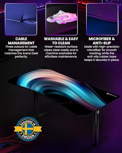Arozzi Arena Gaming Desk Pad D009 | Full Desk Mouse Pad, Washable Desk Mat, Anti-Slip Rubber Base, Water-Resistant Surface - color: D009