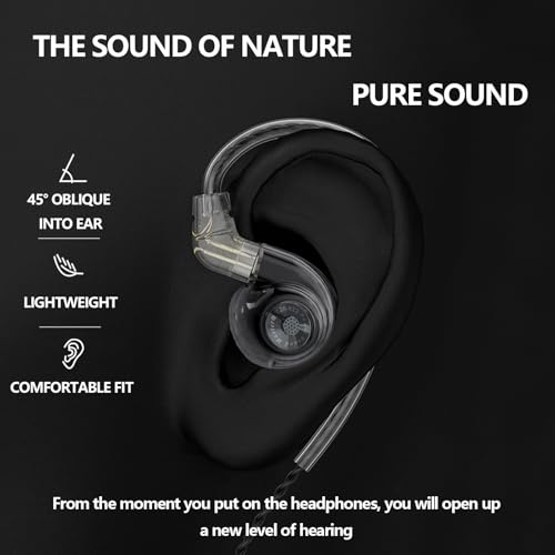 In Ear Monitor Headphones Dual Magnetic Dynamic Driver IEM with Mic, Black | Hybrid Banlance Armature with Dynamic in Ear Headphones IEM Earphones Gaming Earbuds - color: HJ-822 Black