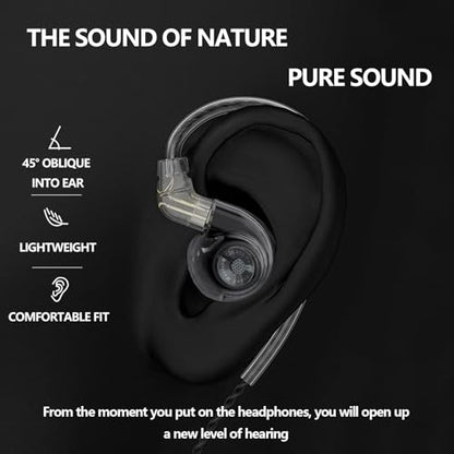 In Ear Monitor Headphones Dual Magnetic Dynamic Driver IEM with Mic, Black | Hybrid Banlance Armature with Dynamic in Ear Headphones IEM Earphones Gaming Earbuds - color: HJ-822 Black