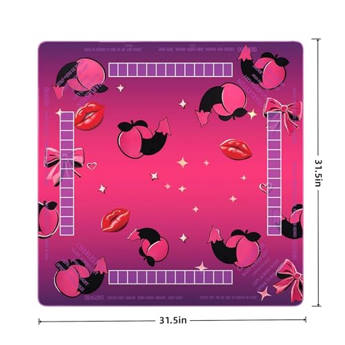 Lemon Yellow Neoprene Mahjong Mat,with 3 Free Dice & 1 Carrying Bag, Chinoiserie Anti Slip Noise Reduction Rubber Game Table Cover Multi Purpose for Mahjong, Card, Board Tile Games (31.5X31.5in, Z)