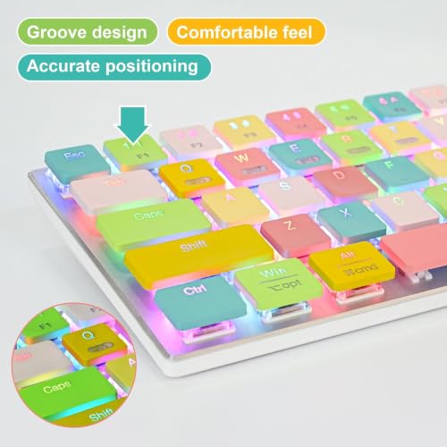 surmen 60% Wireless Mechanical Gaming Keyboard Ultra Thin Low Profile | Triple Mode 2.4GHz/USB-C/BT5.0, RGB Backlit, 68 Keys Low Profile Blue Switch Anti-Ghosting Keys for Gaming Office - color: Candy