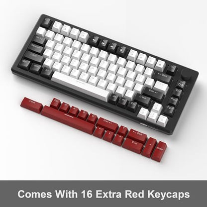 MageGee 75% Mechanical Gaming Keyboard, Compact Blue Backlit Wired Gaming Keyboards with Red Switches, EVA Foam, Knob Control, STAR75 Portable NKRO PC Gaming Keyboard - Black & White - color: Black & White - Red Switch