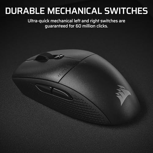 Corsair M55 Wireless Lightweight FPS Gaming Mouse – 2.4GHz & Bluetooth – 24,000 DPI – Long-Lasting Battery Life – Six Programmable Buttons – Textured Side Grips – Black - color: Black, style: Wireless
