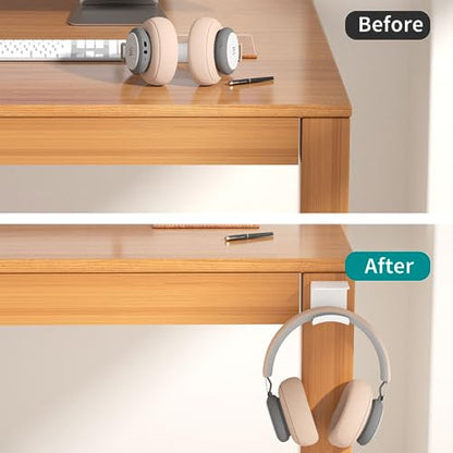 HomeMount Headphone Hook - Adhesive Gaming Headphone Stand Hanger, For Most Headphones - White (2-Pack) - color: White-2P