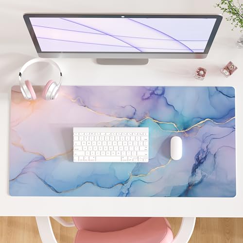 QIYI Large Mouse Pad, PU Leather Desk Mat for Desktop, Waterproof Gaming Desk Pad, Marble Painting Full Desk Accessories Keyboard Mousepad, Home & Office Décor 31.5" x 15.7" - Abstract Fluid Art - color: Abstract Fluid Art, size: 31.5" x 15.7"