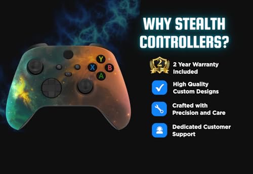 Stealth Controllers Wireless Controller for Xbox Series S, Xbox Series X, Xbox One - Soft Touch Feel - Custom Series S/X Controller (Green/Orange Galaxy) - color: Green/Orange Galaxy