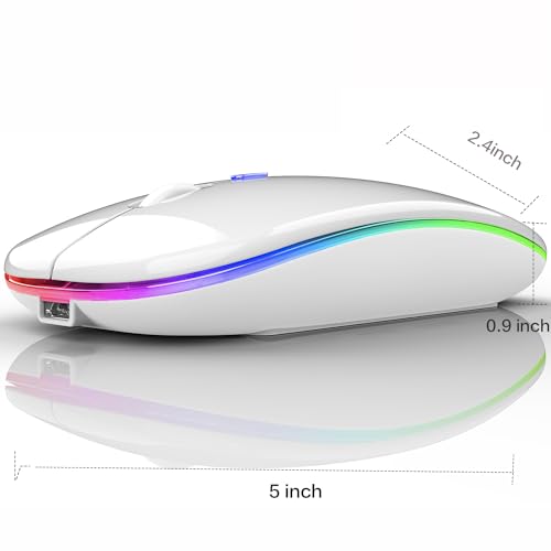 PEIBO Bluetooth Wireless Mouse for Laptop mac MacBook ipad MacBook air MacBook pro pc Desktop Computer Windows Chromebook Notebook (White White) - color: white white
