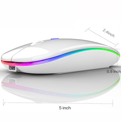 PEIBO Bluetooth Wireless Mouse for Laptop mac MacBook ipad MacBook air MacBook pro pc Desktop Computer Windows Chromebook Notebook (White White) - color: white white