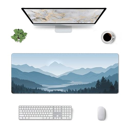Mountain Gaming Mouse Pad Large Long Extended Pads Big Mousepad Extended Large Non-Slip Rubber Base Waterproof Big Keyboard Mat with Stitched Edges for Office Home and Game,31.5x11.8 Inch - color: Mountain