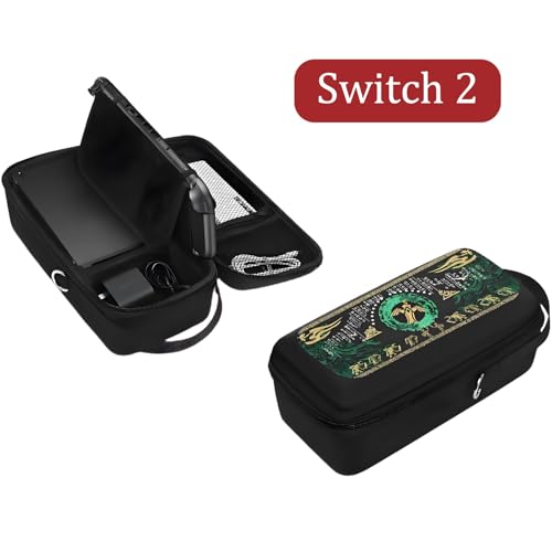 QUBAMG Switch 2 Dock Case Compatible with Nintendo Switch 2（2025）, Fit Joy-Con,AC Adapter, Adjustable Stand & Game Cartridges,Portable Travel Case with Zipper Hard Shell for Switch Console Pro - color: Switch 2 Black 2