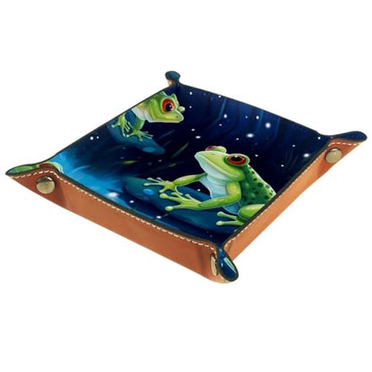 Cute Green Frog Dice Tray PU Leather Dice Rolling Tray Folding Dice Holder for Dice Games, Like RPG, DND and Other Table Games - color: Multi 5