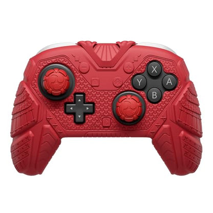 PlayVital for Nintendo Switch 2 Pro Controller Skin Cover – Samurai Armor Edition Silicone Case for Switch 2 Pro Controller with Back Button Caps & Thumb Grip & Sticker, Shockproof - Red - color: Red