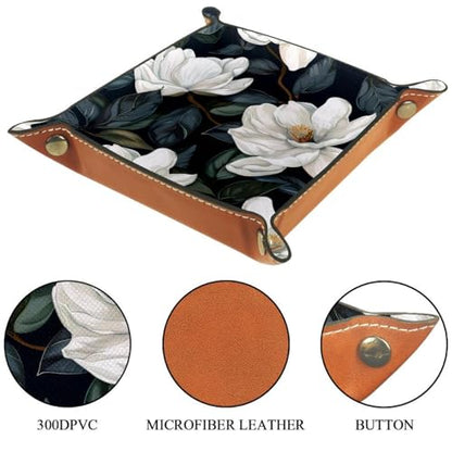 White Flower Magnolias Dice Tray Dice Rolling Tray Folding Dice Holder for Dice Games, Like RPG, DND and Other Table Games - color: Multi 19