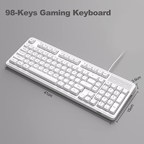 Camiysn Wire Gaming Keyboard, 7 Colorful Rainbow Backlight Classic Gaming Keyboard (White) - color: White