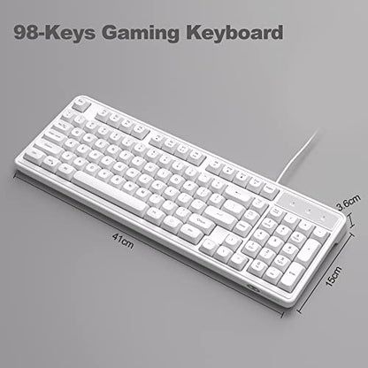 Camiysn Wire Gaming Keyboard, 7 Colorful Rainbow Backlight Classic Gaming Keyboard (White) - color: White