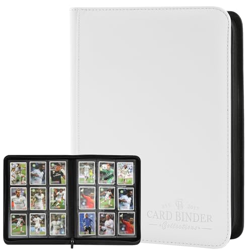 9 Pockets Card Binder,Premium Zip Trading Card Binder,540 Double Sided Pocket PU Collection Binder, Collector Album, Card Folder for MTG, TCG, Business Cards.(White) - color: white, size: 9 Pocket 540