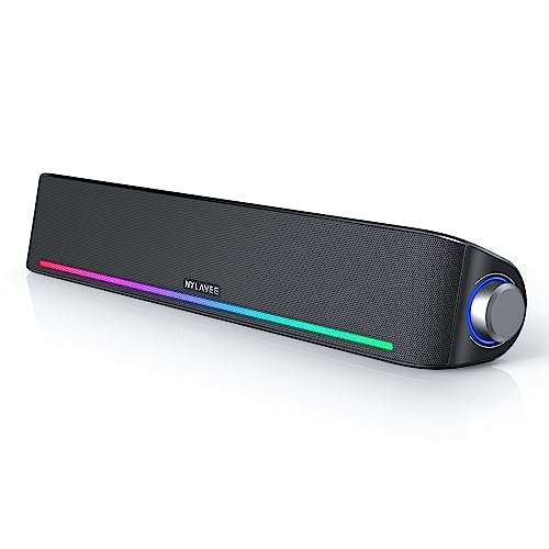 Computer Speakers, Hi-Fi Sound Quality Computer Sound Bar, Bluetooth 5.0 & 3.5mm Wired PC Speakers with 4 Dynamic Lighting Modes, USB Powered Speakers for PC, Desktop, Laptops, Phones, Monitors, Xbox - color: RGB Black
