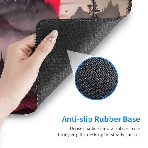 Extended Gaming Mouse Pad, Large Desk Mat XL Anime Mouse Pad Waterproof with Stitched Edges, Non-Slip Desktop Pad for Home and Office, Level Up Your 31.5x11.8 Inch (Darkness Red Moon2) - color: Darkness Red Moon2