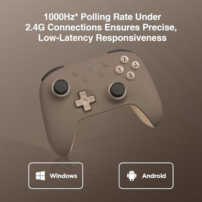 8Bitdo Ultimate 2C Wireless Controller for Windows PC and Android, with 1000Hz Polling Rate, Hall Effect Joysticks and Hall Triggers, and Remappable L4/R4 Bumpers (Brownie) - color: Brownie