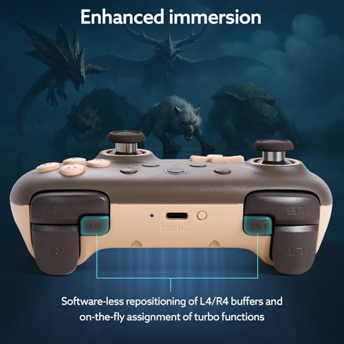 8Bitdo Ultimate 2C Wireless Controller (Brownie) - 1000Hz Polling | For Windows PC & Android, Hall Effect Joysticks & Triggers, Remappable L4/R4 Bumpers, Special Edition Colors - color: Special Edition-Brownie