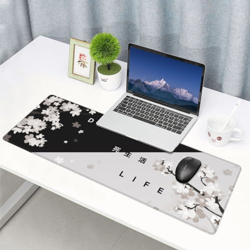 Extended Gaming Mouse Pad, Large Gaming Mouse Waterproof with Stitched Edges, Non-Slip Desktop Pad for Home and Office, Level Up Your 31.5x11.8 Inch… (Black and White Life) - color: Black and White Life