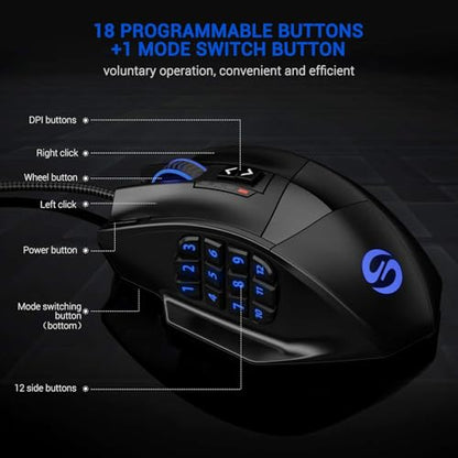 UtechSmart Gaming Mouse (Wired 2535-1, Black-Blue) - color: Black-Blue