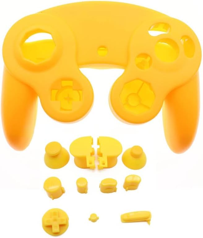Housing Cover Shell Handle Case and Button Replacement Parts for NGC Gamecube Controller Games Handle Protective Accessories (Yellow) - color: Yellow