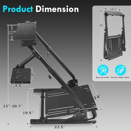 Slendor Racing Wheel Stand for Logitech G29/G920/G25/G27 | Adjustable Height (22-26") & Angle Wheel Stand. Foldable for Space-saving. Steel frame, Anti-slip Rubber Feet