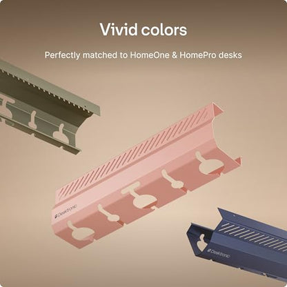 Desktronic Cable Duct Desk Pink Set of 2 - Stainless Steel Cable Management Desk Cable Duct with 5 Cable Cut-Outs - Easy to Install Cable Organiser - Cable Holder - color: Pink