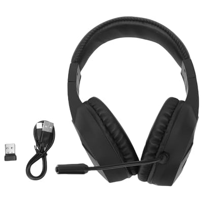 PUSOKEI Wireless Gaming Headset with Noise Canceling Microphone, 2.4G and Bluetooth 5.4 Headphones RGB Lighting for PC Laptop, 40mm Drivers 7.1 Surround Sound Memory Foam Earmuffs (Black)