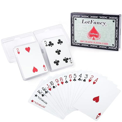 LotFancy Playing Cards, 100% Plastic, Waterproof - 2 Decks of Cards with Plastic Cases, Poker Size Standard Index, for Magic Props, Pool Beach Water Card Games - style: Navy Blue Back Standard Index